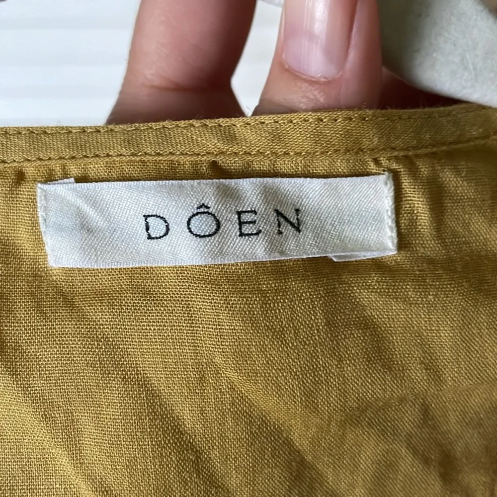 Doen Mustard Ruffle Collar Puff Sleeve Blouse - Picture 3 of 5